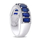 Emerald-Cut Blue Sapphire and 0.25 CT. T.W. Natural Diamond Edge Band in Solid 14K White Gold