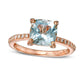 8.0mm Cushion-Cut Aquamarine and 0.17 CT. T.W. Natural Diamond Ring in Solid 14K Rose Gold - Size 7