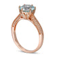 8.0mm Aquamarine and 0.20 CT. T.W. Natural Diamond Antique Vintage-Style Ring in Solid 14K Rose Gold - Size 7