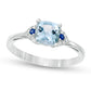 6.0mm Cushion-Cut Aquamarine, Blue Sapphire and Natural Diamond Accent Ring in Solid 14K White Gold