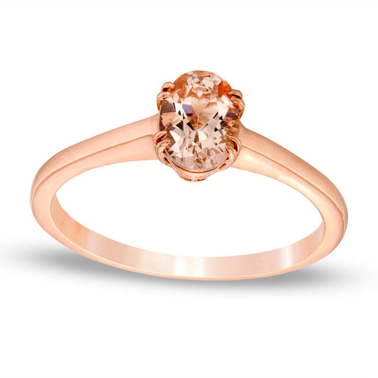 Oval Morganite Solitaire Ring in Solid 10K Rose Gold