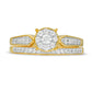 0.38 CT. T.W. Natural Diamond Frame Arrow Sides Antique Vintage-Style Bridal Engagement Ring Set in Solid 10K Yellow Gold