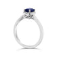 Emerald-Cut Blue Sapphire and Natural Diamond Accent Beaded Frame Ring in Sterling Silver