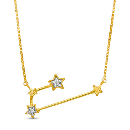 Natural Diamond Accent Aries Constellation Necklace in Sterling Silver with14K Gold Plate