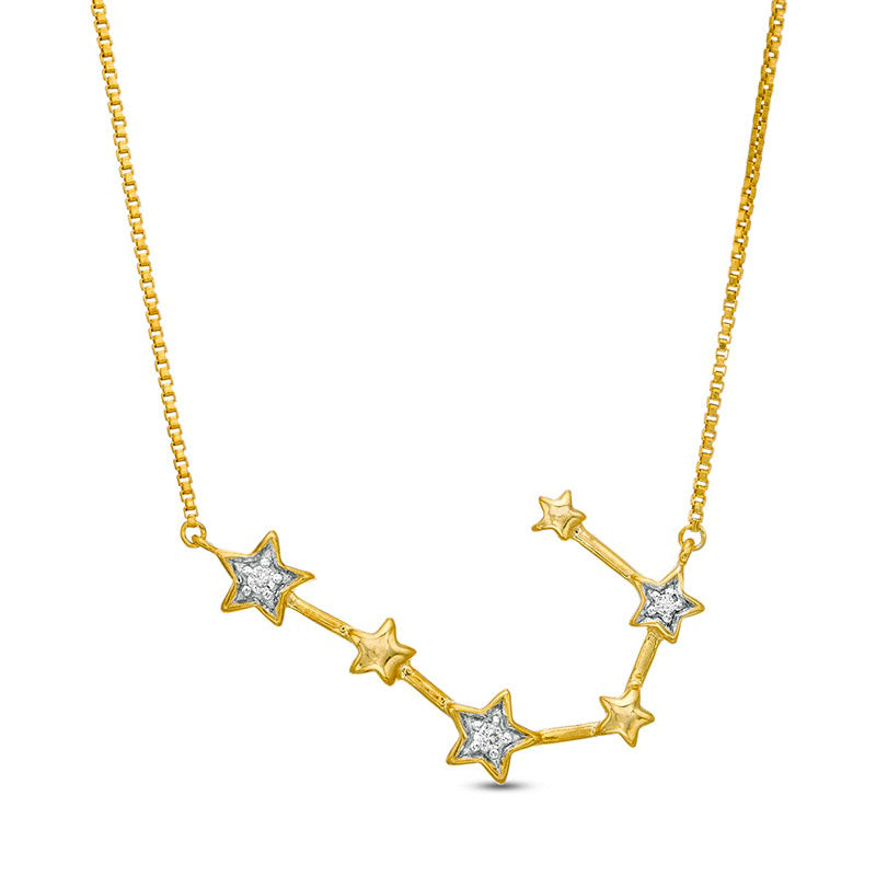 Natural Diamond Accent Cancer Constellation Necklace in Sterling Silver with 14K Gold Plate