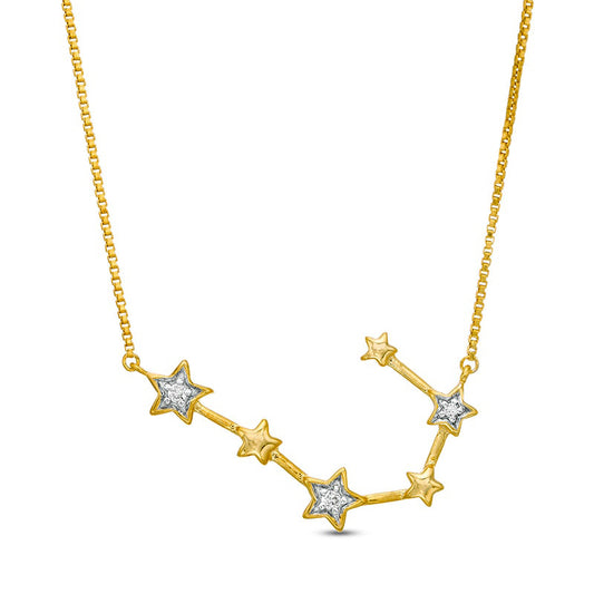 Natural Diamond Accent Cancer Constellation Necklace in Sterling Silver with 14K Gold Plate