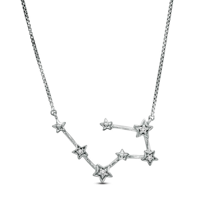 Natural Diamond Accent Taurus Constellation Necklace in Sterling Silver