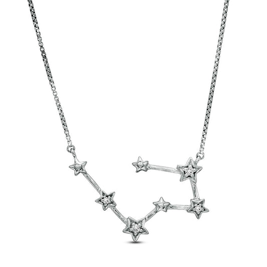 Natural Diamond Accent Taurus Constellation Necklace in Sterling Silver