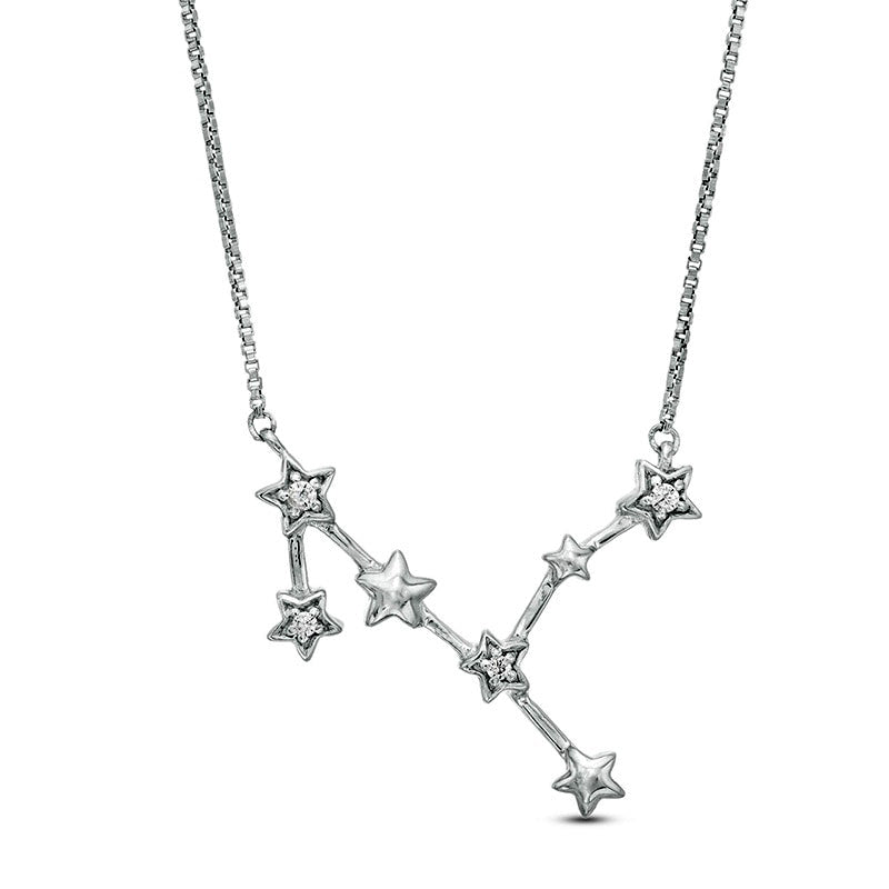 Natural Diamond Accent Virgo Constellation Necklace in Sterling Silver