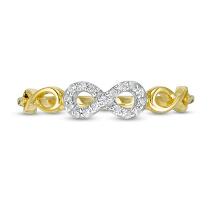 0.07 CT. T.W. Natural Diamond Infinity Stackable Ring in Solid 10K Yellow Gold