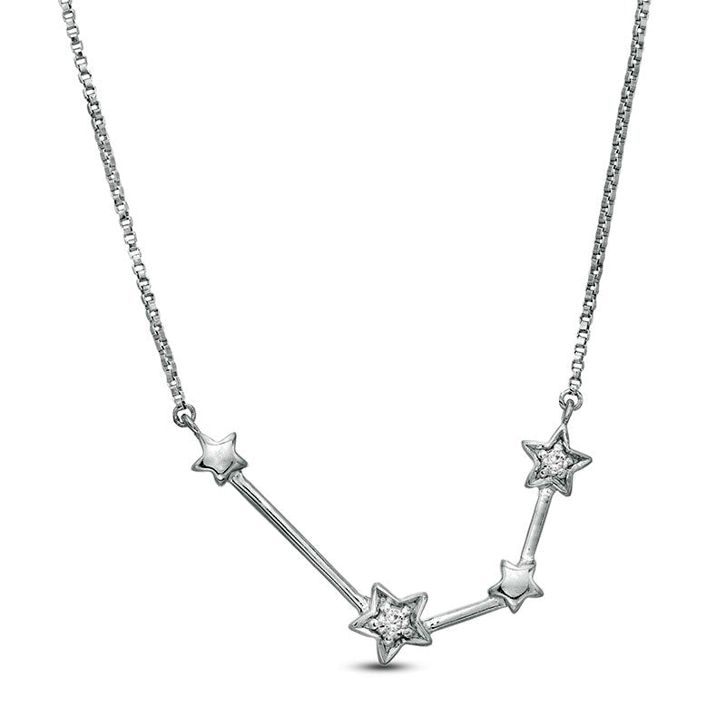 Natural Diamond Accent Aquarius Constellation Necklace in Sterling Silver