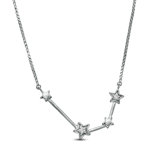 Natural Diamond Accent Aquarius Constellation Necklace in Sterling Silver