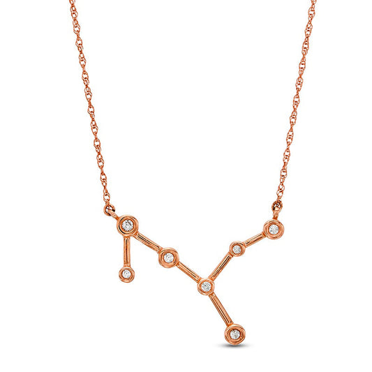 0.05 CT. T.W. Natural Diamond Virgo Constellation Bezel-Set Necklace in 10K Rose Gold