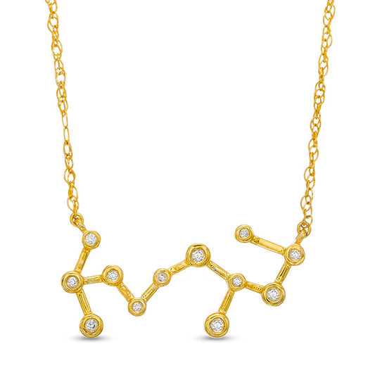 0.05 CT. T.W. Natural Diamond Scorpio Constellation Bezel-Set Necklace in 10K Yellow Gold