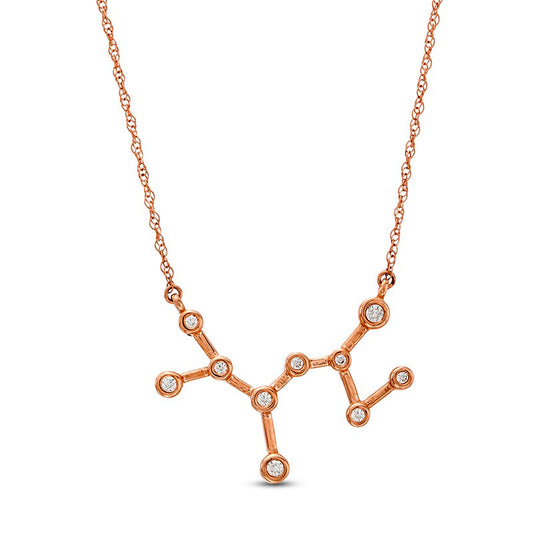 0.05 CT. T.W. Natural Diamond Sagittarius Constellation Bezel-Set Necklace in 10K Rose Gold