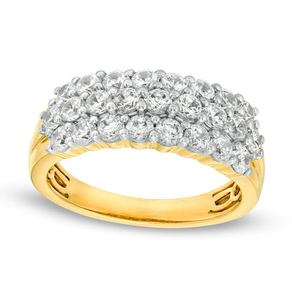 1.5 CT. T.W. Natural Diamond Multi-Row Band in Solid 10K Yellow Gold