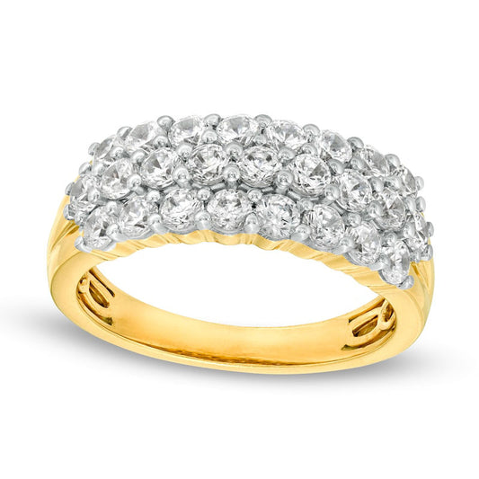 1.5 CT. T.W. Natural Diamond Multi-Row Band in Solid 10K Yellow Gold