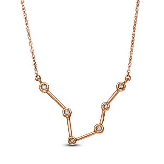 0.05 CT. T.W. Natural Diamond Pisces Constellation Bezel-Set Necklace in 10K Rose Gold