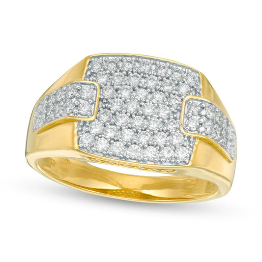 Men's 1.0 CT. T.W. Composite Natural Diamond Collar Overlay Ring in Solid 10K Yellow Gold