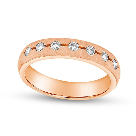 0.33 CT. T.W. Natural Diamond Brushed Wedding Band in Solid 14K Rose Gold (H/SI2)