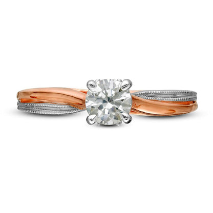 0.50 CT. T.W. Natural Diamond Crossover Antique Vintage-Style Engagement Ring in Solid 10K Two-Tone Gold