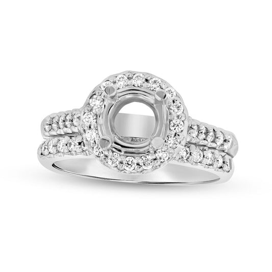 0.50 CT. T.W. Natural Diamond Frame Semi-Mount Bridal Engagement Ring Set in Solid 14K White Gold