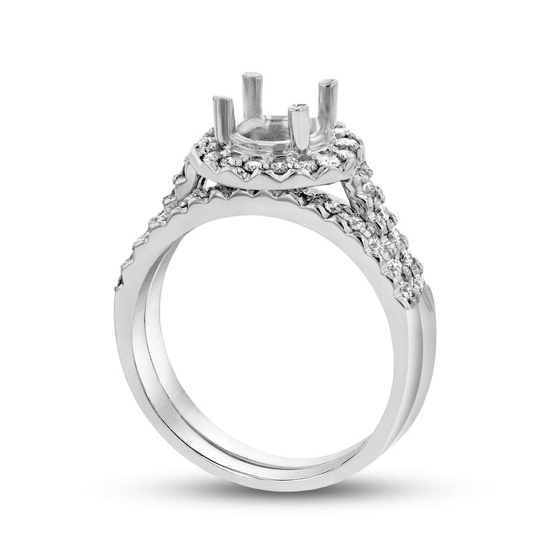 0.50 CT. T.W. Natural Diamond Frame Semi-Mount Bridal Engagement Ring Set in Solid 14K White Gold