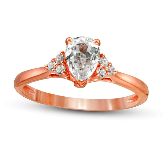 0.63 CT. T.W. Pear-Shaped Natural Diamond Tri-Sides Engagement Ring in Solid 14K Rose Gold