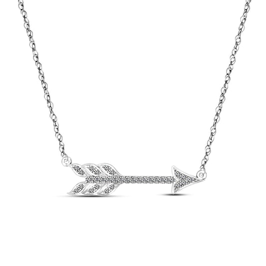 0.17 CT. T.W. Natural Diamond Sideways Arrow Necklace in Sterling Silver