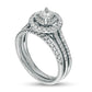 1.0 CT. T.W. Natural Diamond Double Frame Bridal Engagement Ring Set in Solid 10K White Gold