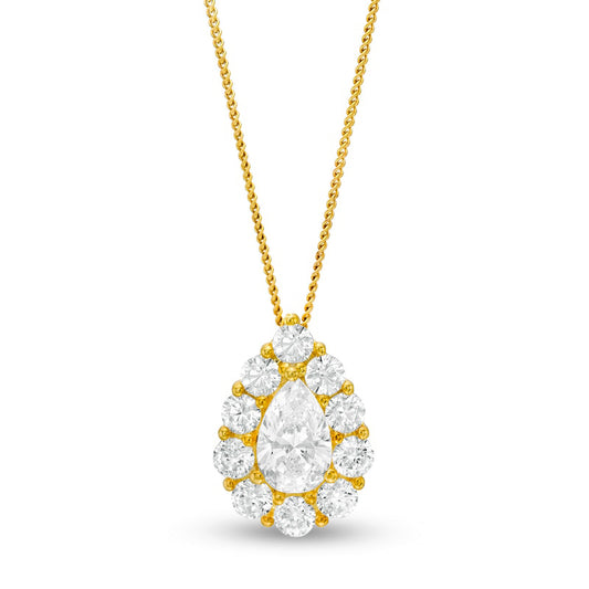 1.63 CT. T.W. Certified Pear-Shaped Natural Diamond Scallop Frame Pendant in 14K Gold (I/I1)