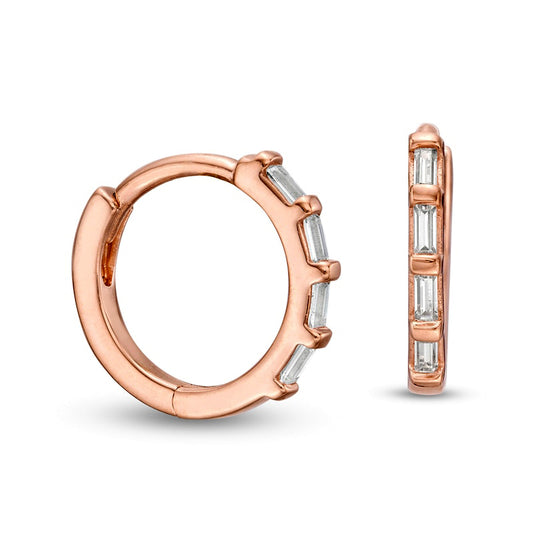 0.1 CT. T.W. Baguette Diamond Hoop Earrings in 10K Rose Gold