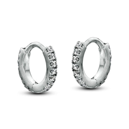0.17 CT. T.W. Diamond Hoop Earrings in 10K White Gold
