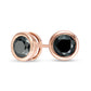 1.5 CT. T.W. Enhanced Black Diamond Bezel-Set Solitaire Stud Earrings in 10K Rose Gold