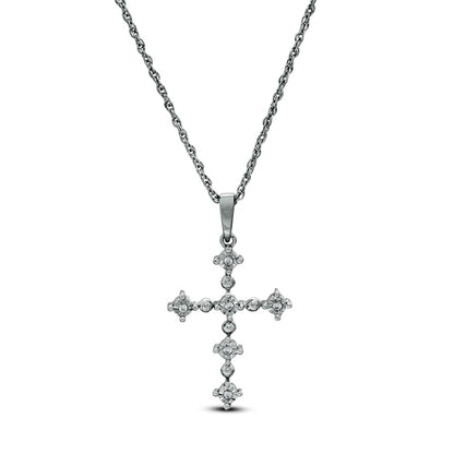 Natural Diamond Accent Cross Pendant in Sterling Silver