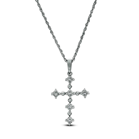 Natural Diamond Accent Cross Pendant in Sterling Silver