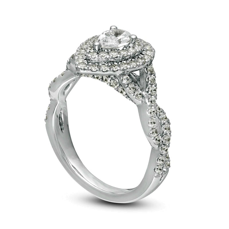 1.0 CT. T.W. Pear-Shaped Natural Diamond Twist Shank Engagement Ring in Solid 14K White Gold