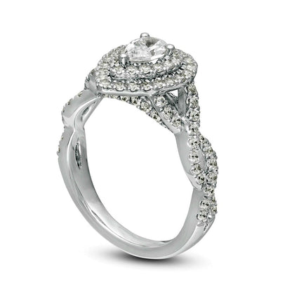 1.0 CT. T.W. Pear-Shaped Natural Diamond Twist Shank Engagement Ring in Solid 14K White Gold