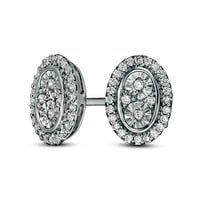 0.1 CT. T.W. Composite Diamond Oval Frame Stud Earrings in Sterling Silver