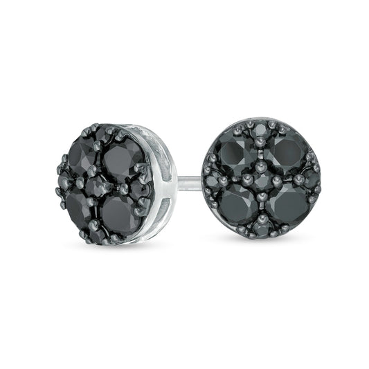 0.5 CT. T.W. Composite Enhanced Black Diamond Circle Stud Earrings in 10K White Gold