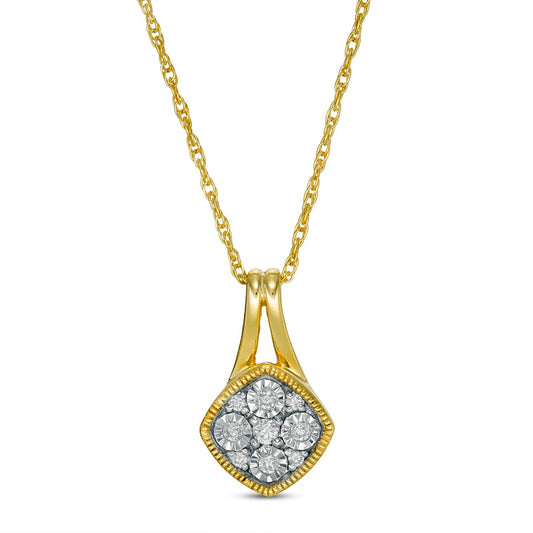 0.1 CT. T.W. Composite Natural Diamond Antique Vintage-Style Pendant in 10K Yellow Gold