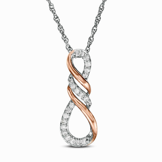 0.17 CT. T.W. Natural Diamond Infinity Flame Pendant in Sterling Silver and 10K Rose Gold