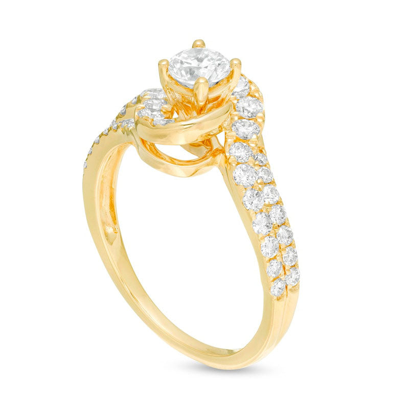 1.0 CT. T.W. Natural Diamond Bypass Engagement Ring in Solid 14K Gold