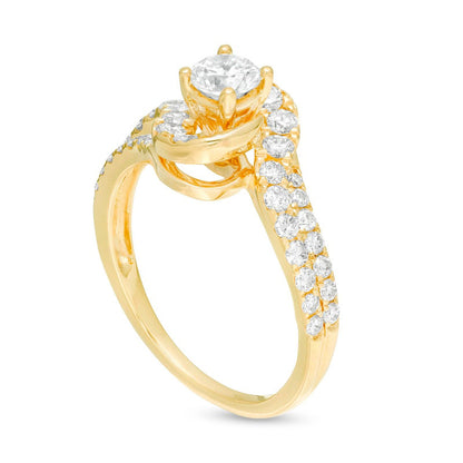 1.0 CT. T.W. Natural Diamond Bypass Engagement Ring in Solid 14K Gold