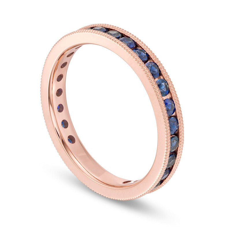 Certified Blue Sapphire Eternity Band in Solid 14K Rose Gold