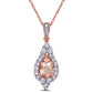 Pear-Shaped Morganite, White Sapphire and Natural Diamond Accent Frame Pendant in 10K Rose Gold - 17"
