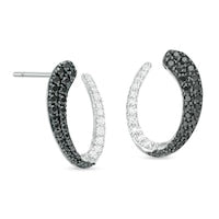 0.5 CT. T.W. Enhanced Black and White Diamond Drop Earrings in Sterling Silver