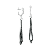 0.5 CT. T.W. Enhanced Black and White Diamond Elongated Kite Drop Earrings in Sterling Silver