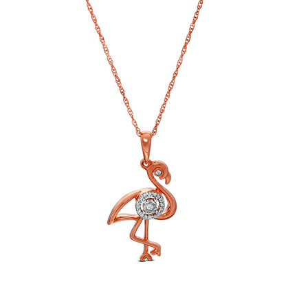 Natural Diamond Accent Outline Flamingo Pendant in 10K Rose Gold