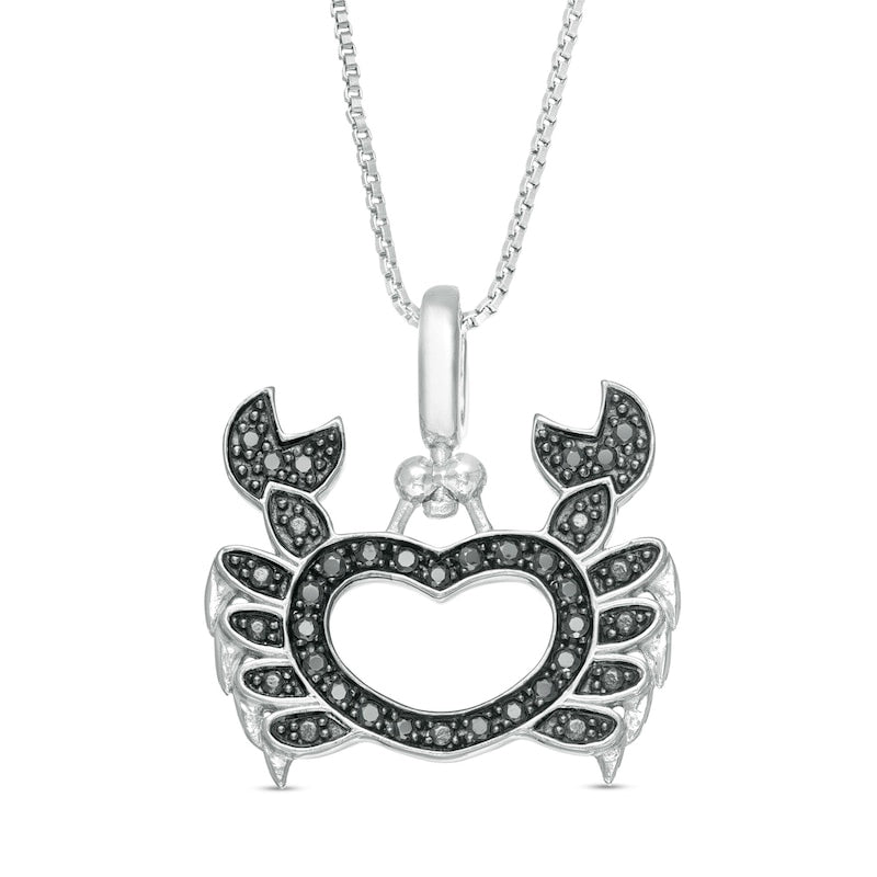 0.25 CT. T.W. Enhanced Black and White Natural Diamond Crab Pendant in Sterling Silver